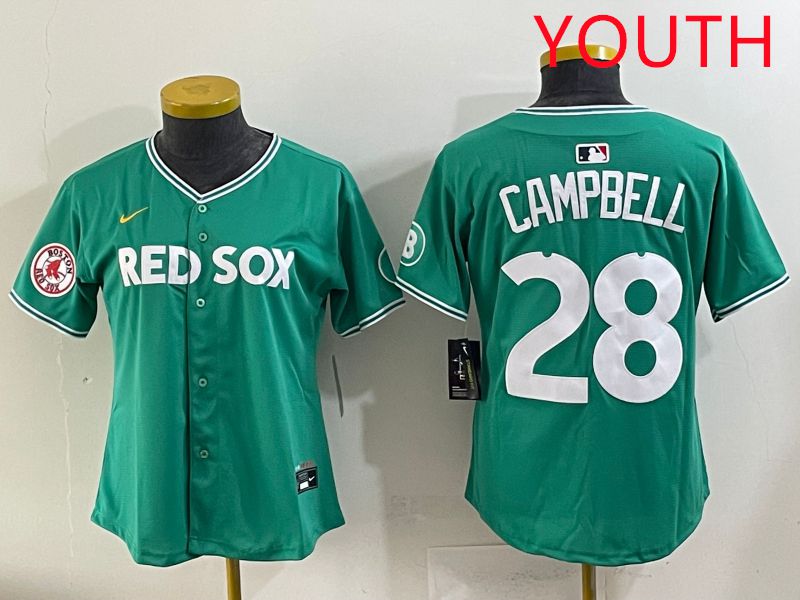 Youth 2025 Boston Red Sox #28 Campbell Dark Green Joint Name Nike MLB Jersey style 8